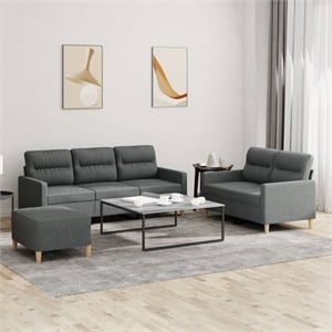 Bowery Hill Contemporary Metal Sofa Set in Dark Grey Polyester Fabric