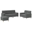Bowery Hill Contemporary Metal Sofa Set in Dark Grey Fabric Polyester