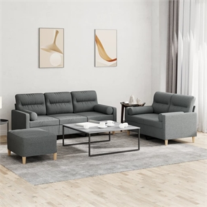 Bowery Hill Contemporary Metal Sofa Set in Dark Grey Fabric Polyester