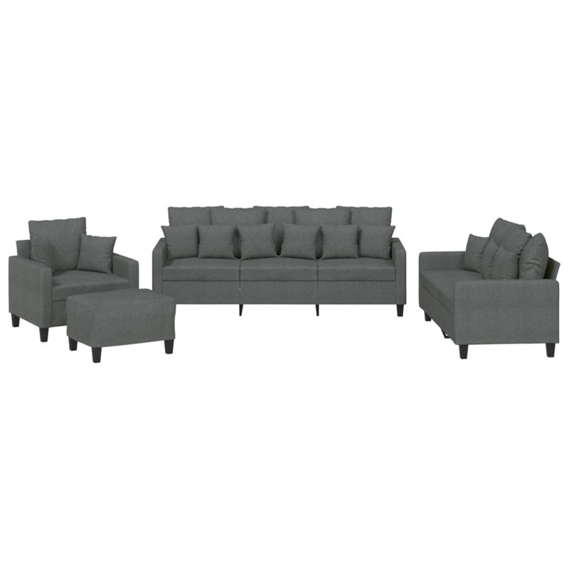 Bowery Hill Contemporary Sofa Set in Dark Grey Finish Fabric