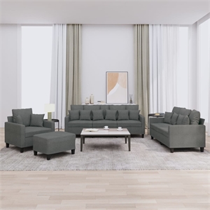 Bowery Hill Contemporary Sofa Set in Dark Grey Finish Fabric