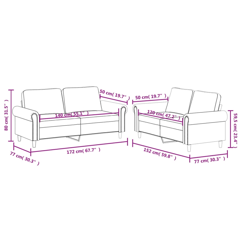Bowery Hill Contemporary Faux Leather Sofa Set in Black Finish