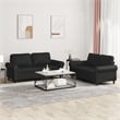 Bowery Hill Contemporary Faux Leather Sofa Set in Black Finish