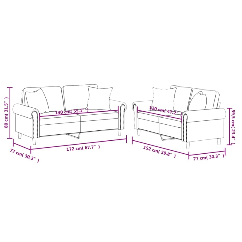 Bowery Hill Contemporary 2-Seater Durable Sofa Set in Black Faux Leather
