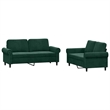 Bowery Hill Contemporary Velvet Sofa Set in Dark Green Finish