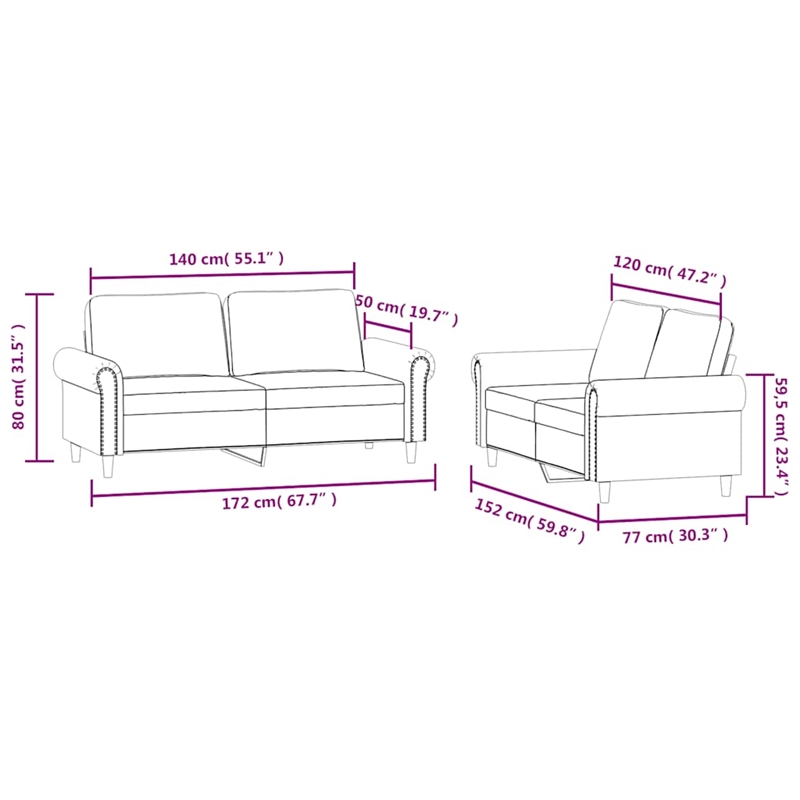 Bowery Hill Contemporary Velvet Sofa Set in Dark Green Finish
