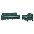 Bowery Hill Contemporary Velvet Sofa Set in Dark Green Finish