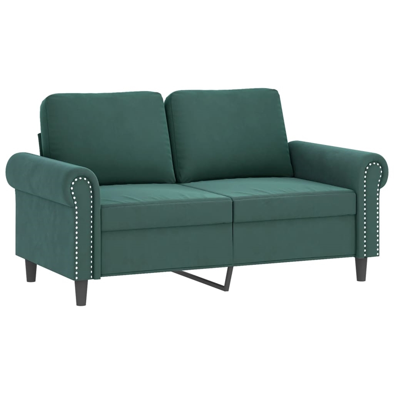Bowery Hill Contemporary Velvet Sofa Set in Dark Green Finish