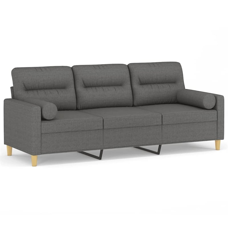 Bowery Hill Contemporary Metal 3-Seater Sofa in Dark Grey Polyester