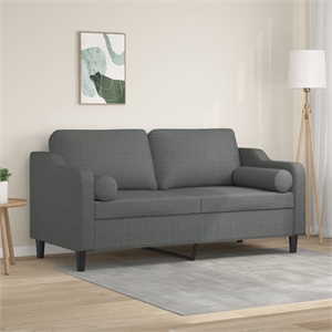 Bowery Hill 55.1&quot Wide Metal 2-Seater Sofa in Dark Grey Polyester