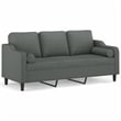 Bowery Hill Contemporary Metal 3-Seater Sofa in Dark Grey Polyester