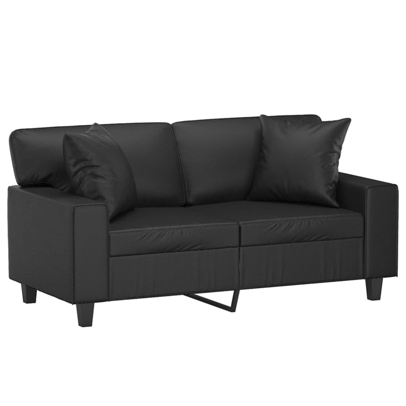 Bowery Hill Contemporary Faux Leather 2-Seater Sofa in Black