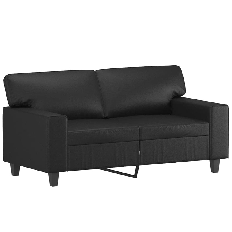 Bowery Hill Contemporary Faux Leather 2-Seater Sofa in Black