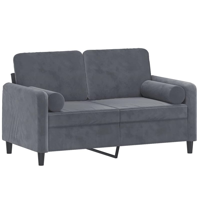 Bowery Hill Contemporary 2-Seater Sofa in Dark Grey Polyester Velvet