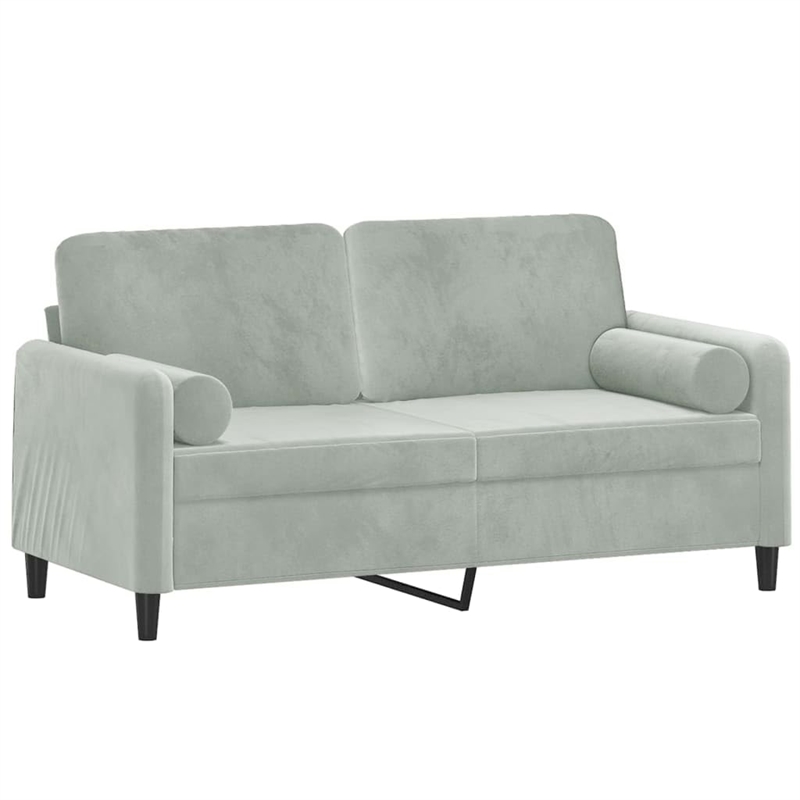 Bowery Hill 2-Seater Sofa with Removable Covers in Light Grey Velvet