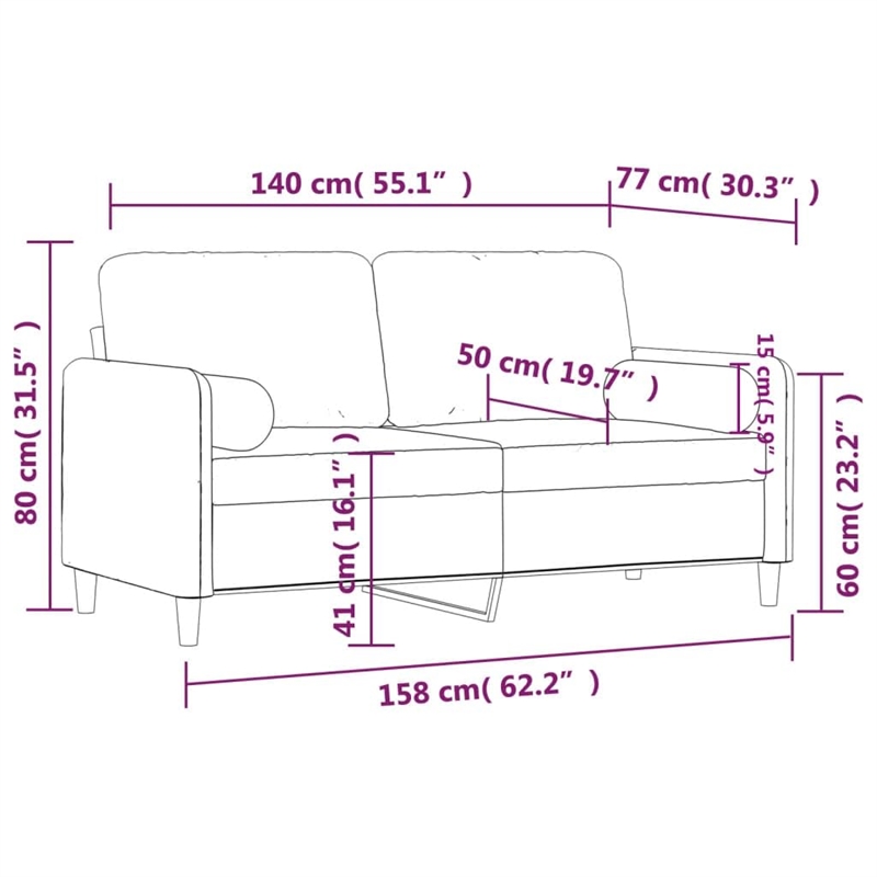 Bowery Hill 2-Seater Sofa with Removable Covers in Light Grey Velvet
