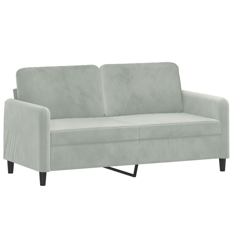 Bowery Hill 2-Seater Sofa with Removable Covers in Light Grey Velvet