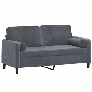 Bowery Hill Metal 2-Seater Sofa in Dark Gray Polyester Velvet