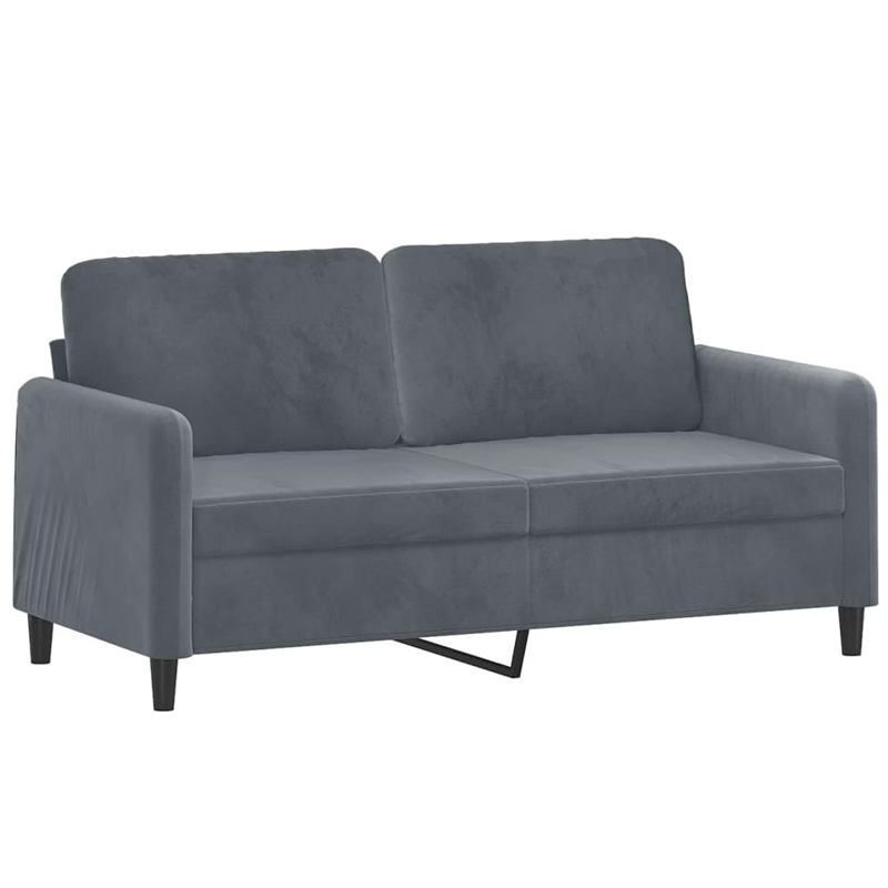 Bowery Hill Metal 2-Seater Sofa in Dark Gray Polyester Velvet