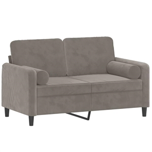Bowery Hill Metal 2-Seater Sofa in Light Grey Polyester Velvet
