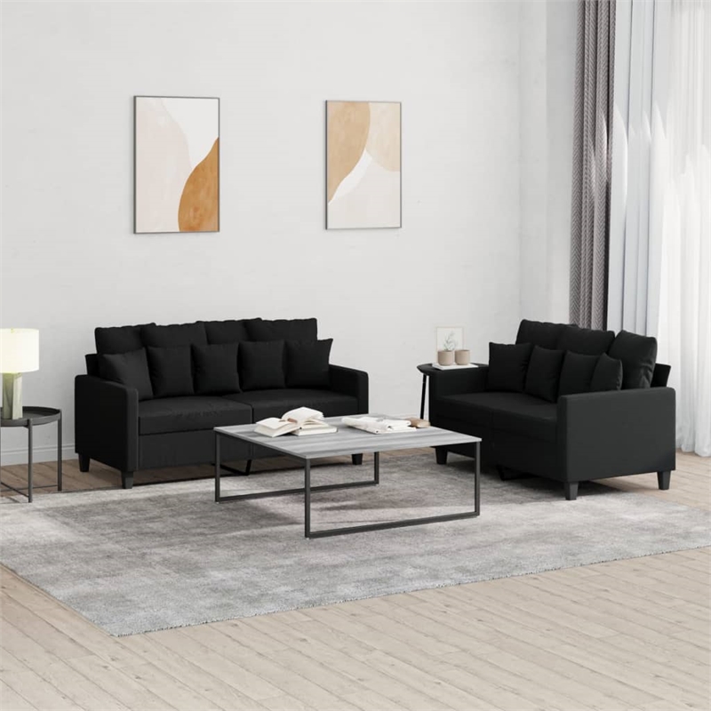 Bowery Hill Modern / Contemporary Sofa Set in Black Finish Fabric