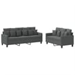 Bowery Hill Large Rectangular Sofa Set in Dark Gray Polyester