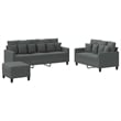 Bowery Hill Contemporary Metal Sofa Set in Dark Grey Polyester Fabric