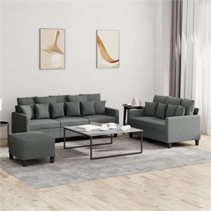 Bowery Hill Contemporary Metal Sofa Set in Dark Grey Polyester Fabric