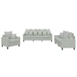 Bowery Hill Contemporary 3Piece Sofa Set in Light Gray Velvet