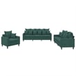 Bowery Hill Contemporary Medium Metal Sofa Set in Dark Green Velvet
