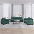 Bowery Hill Contemporary Medium Metal Sofa Set in Dark Green Velvet