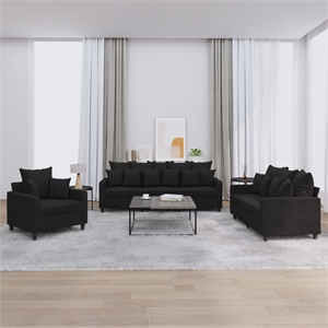 Bowery Hill Contemporary Metal Sofa Set in Black Finish Polyester