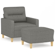Bowery Hill Contemporary Single Sofa Chair with Footstool in Dark Grey