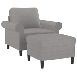 Bowery Hill Contemporary Single Sofa Chair with Footstool in Light Grey