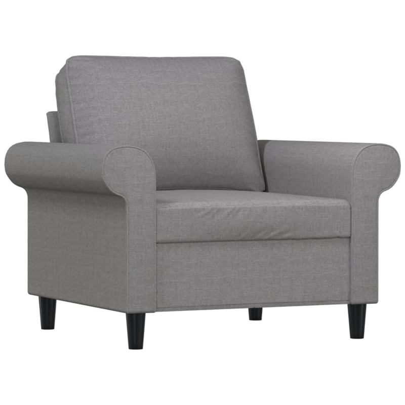 Bowery Hill Contemporary Single Sofa Chair with Footstool in Light Grey
