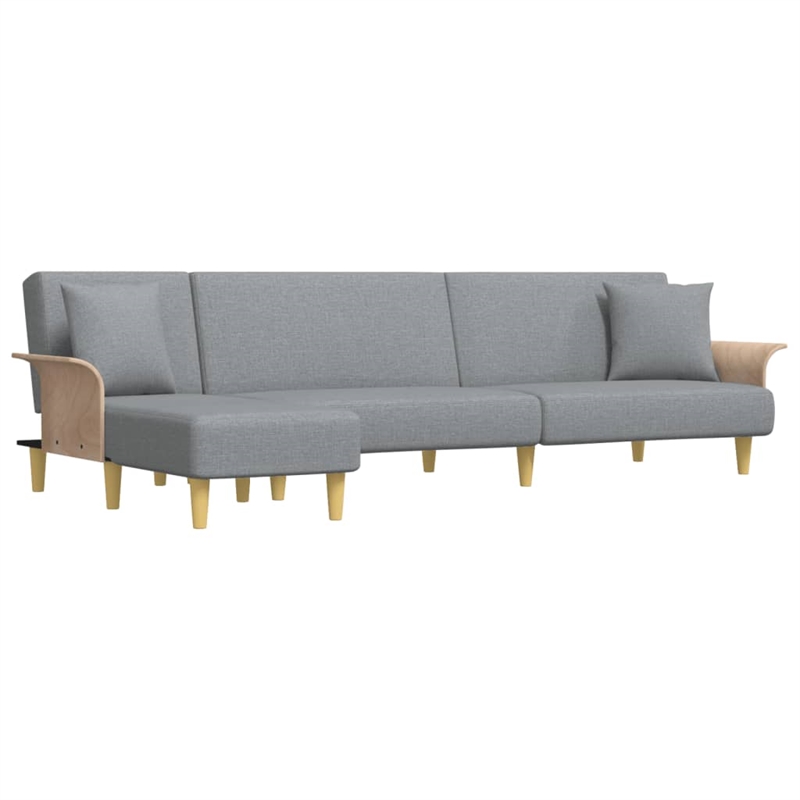 Bowery Hill L-Shaped Sofa Bed in Light Gray Fabric Polyester