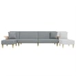 Bowery Hill L-Shaped Sofa Bed in Light Gray Fabric Polyester
