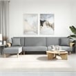 Bowery Hill L-Shaped Sofa Bed in Light Gray Fabric Polyester