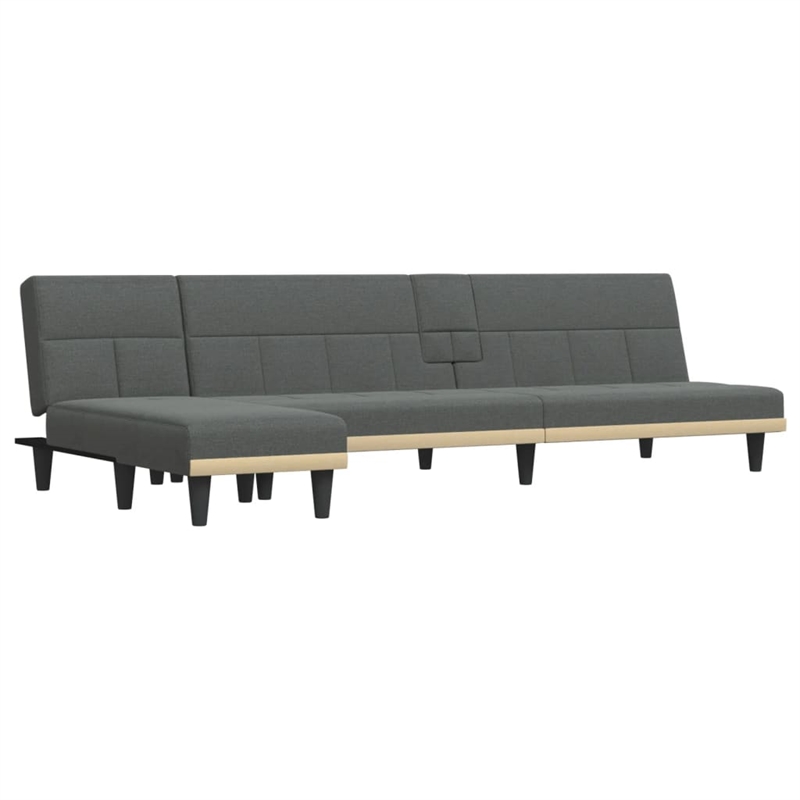 Bowery Hill Contemporary L-Shaped Sofa Bed in Dark Gray Polyester