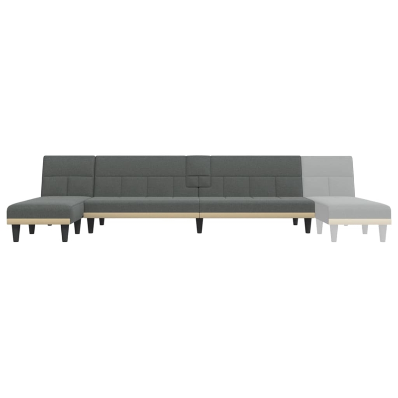 Bowery Hill Contemporary L-Shaped Sofa Bed in Dark Gray Polyester