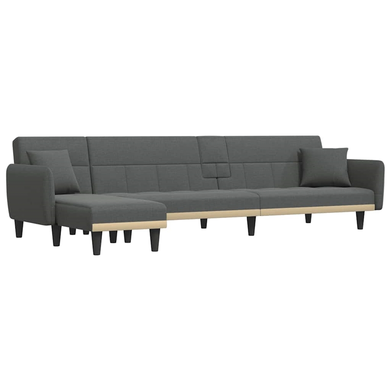 Bowery Hill Contemporary L-Shaped Sofa Bed in Dark Grey Polyester