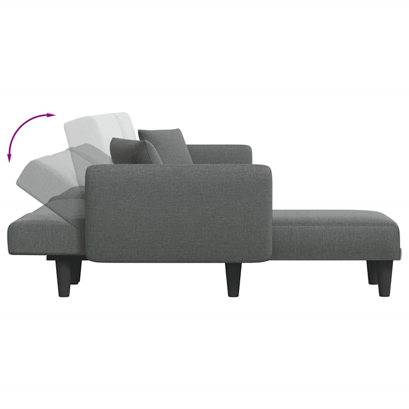 Bowery Hill Contemporary L-Shaped Sofa Bed in Dark Grey Polyester