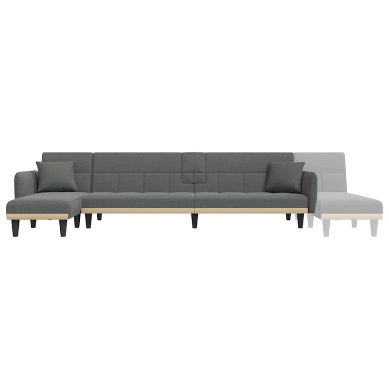 Bowery Hill Contemporary L-Shaped Sofa Bed in Dark Grey Polyester