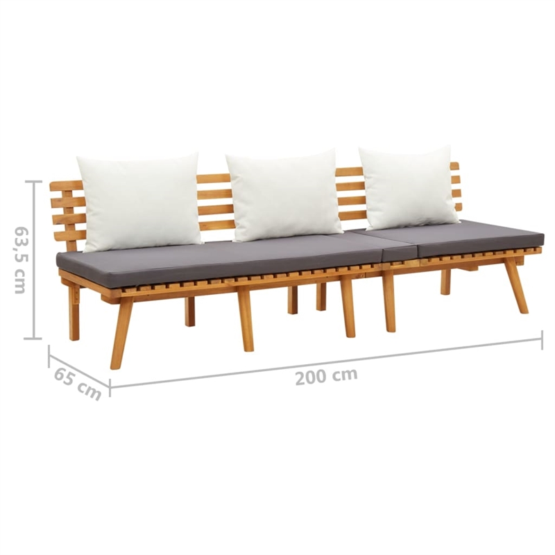Bowery Hill Acacia Wood Garden Day Bed in White and Dark Gray