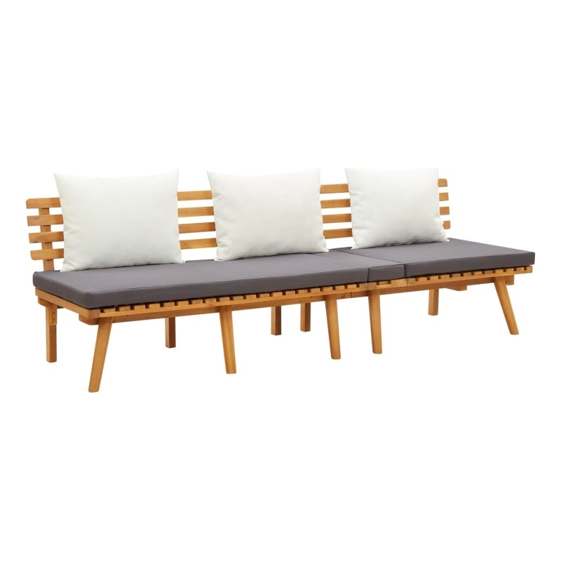 Bowery Hill Acacia Wood Garden Day Bed in White and Dark Gray