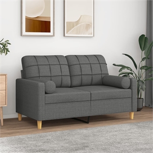 Bowery Hill Contemporary 2-Seater Sofa in Dark Grey Fabric Polyester