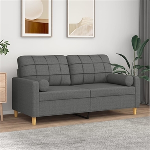 Bowery Hill Contemporary 2-Seater Sofa in Dark Grey Fabric Polyester
