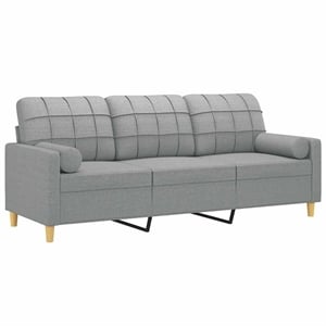 Bowery Hill Contemporary Metal 3-Seater Sofa in Light Grey Polyester