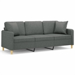 Bowery Hill Contemporary Metal 3-Seater Sofa in Dark Gray Fabric