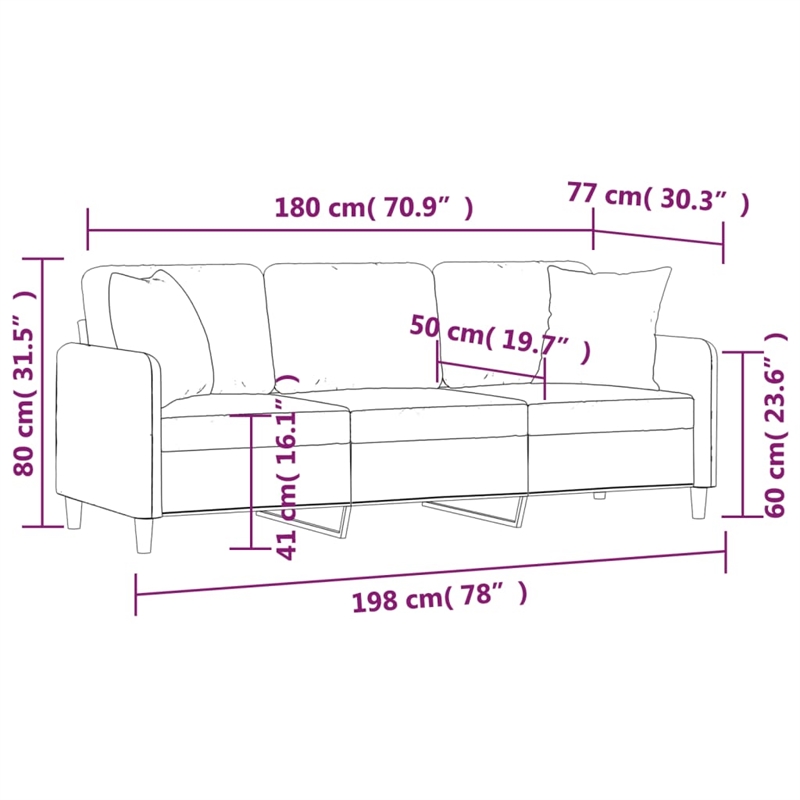 Bowery Hill Contemporary Metal 3-Seater Sofa in Dark Gray Fabric